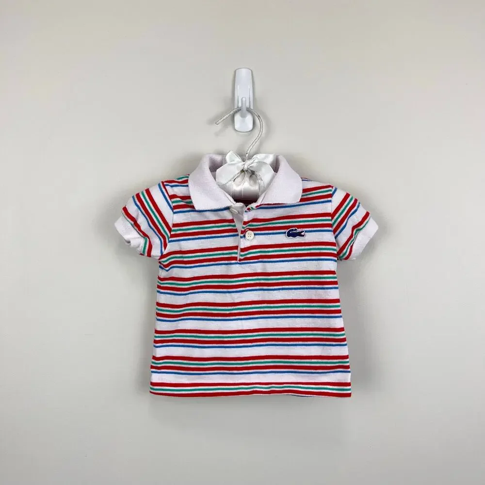 Vintage Izod Lacoste Short Sleeve Striped Polo Shirt 12 Months